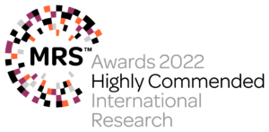 MRS Awards 2022 logo - highly commended recognition for firefish in the international research category